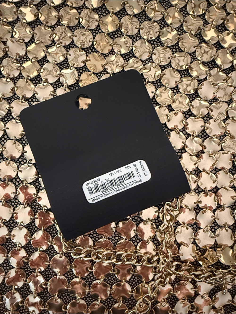 NWT bebe Gold Metal Disc Chainmail Top One Size Rare Holiday 2015 - Picture 3 of 5